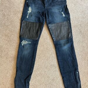 GUESS Denim Jeans with leather and rips woman’s 27 low rise skinny